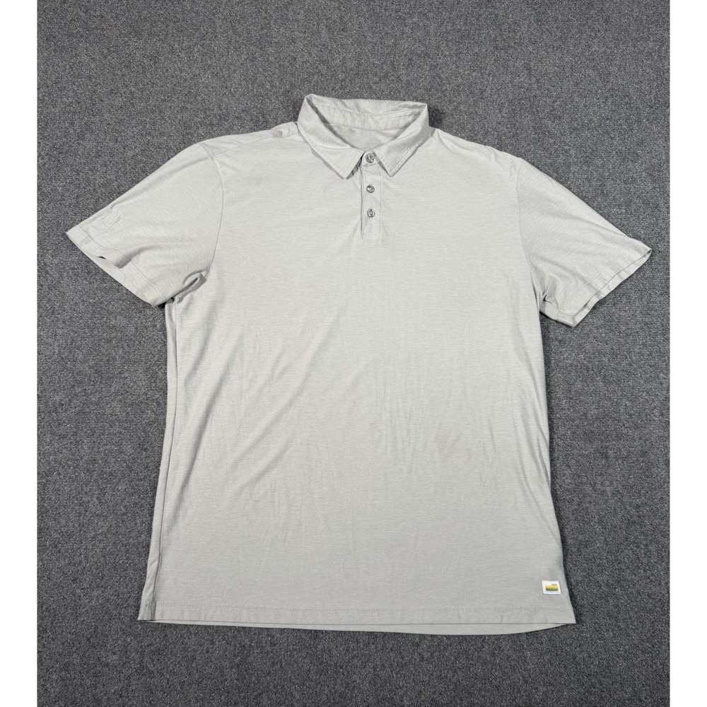 Vuori Strato Tech Polo Men's Large Gray Heather Performance Golf Shirt